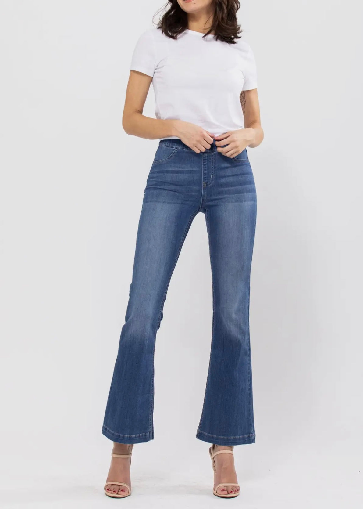 Crystal Mid Rise Flare Jegging-Petite