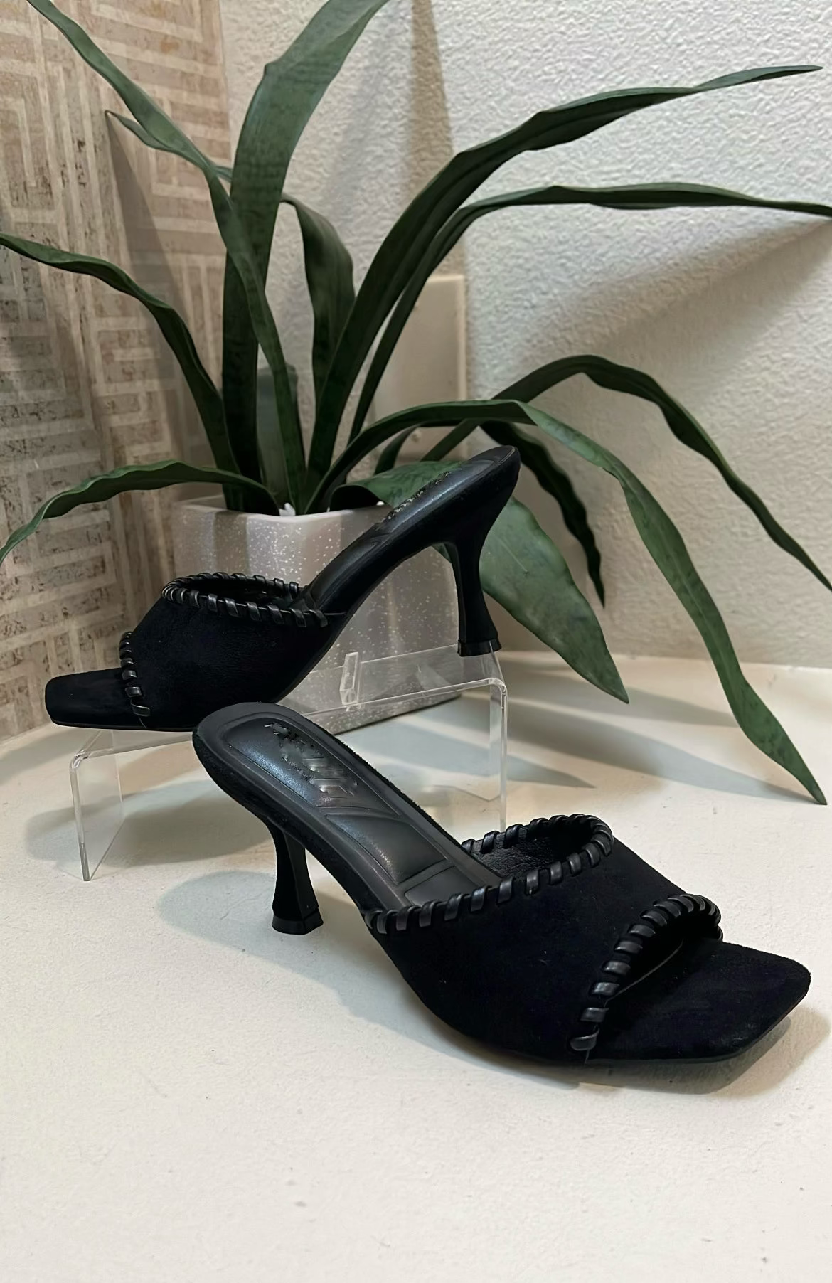 Whipstitch Suede Sandal