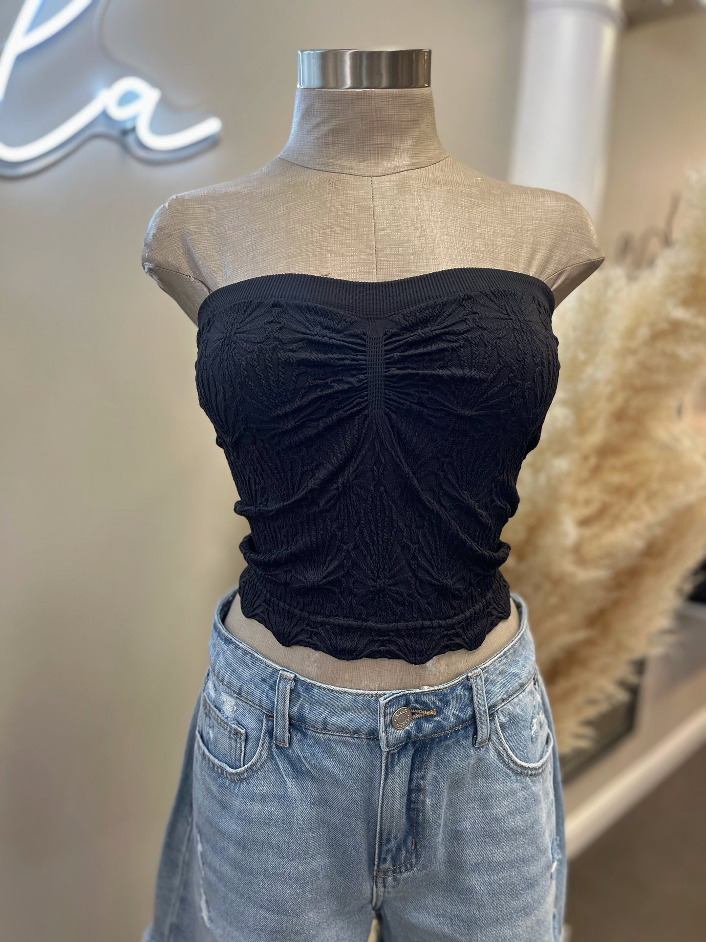 Lace Textured Tube Top