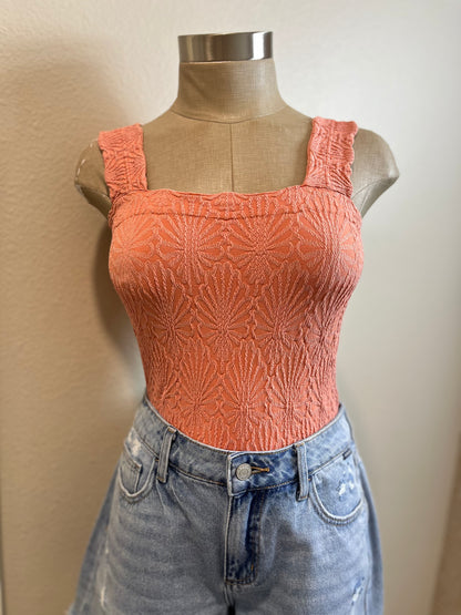Square Neck Lace Textured Tank-New