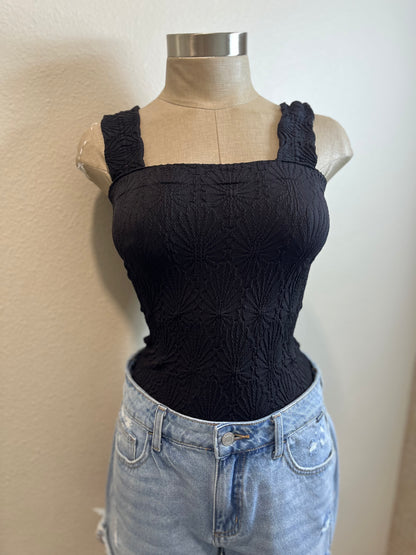 Square Neck Lace Textured Tank-New