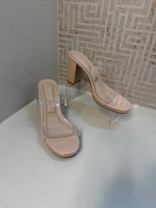 Clear Strap Block Heel