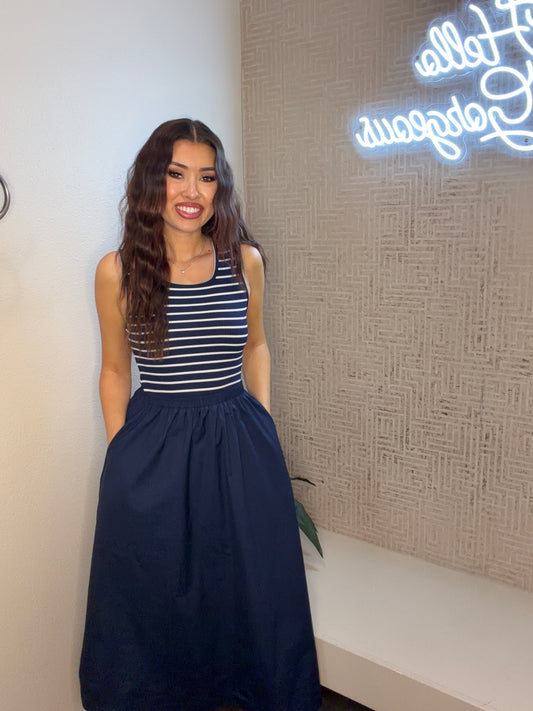 Deanne Striped Midi Dress