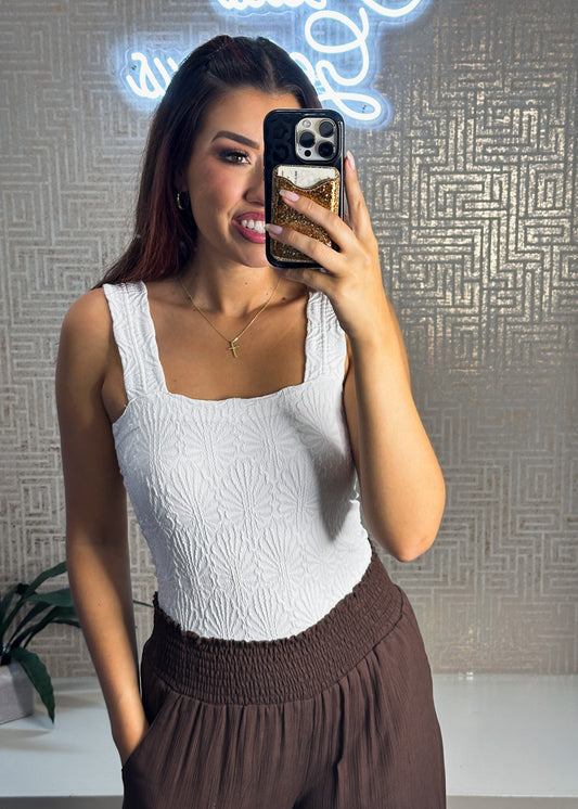 Lace Textured Square Neck Tank
