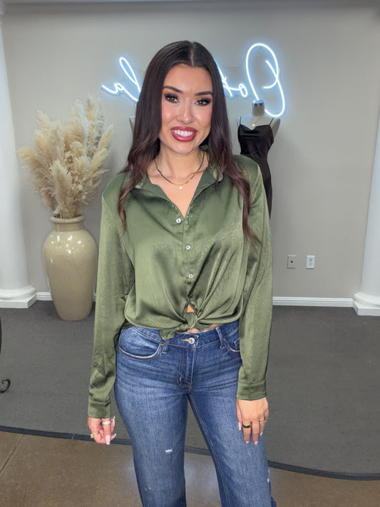 Marcella Long Sleeve Satin Top