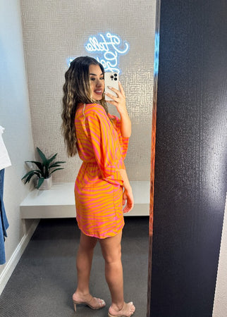 Kelli Deep V Kimono Sleeve Mini Dress