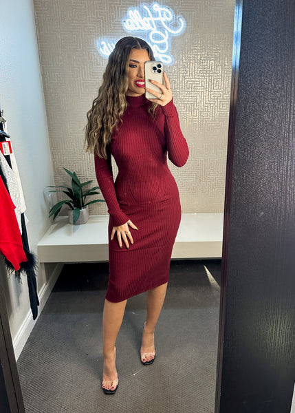 CAROLYN MOCK NECK KNIT DRESS