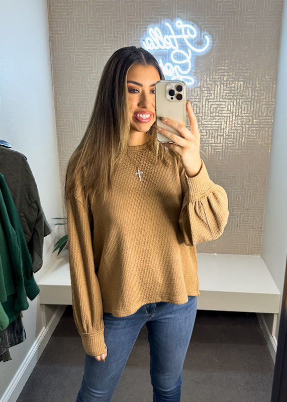 Tatum Bubble Sleeve Knit Crewneck