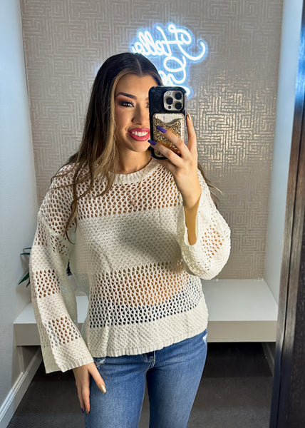 Open Knit Pullover Sweater