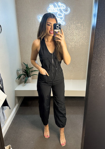 Cargo Jumpsuit With Elastic Waistband