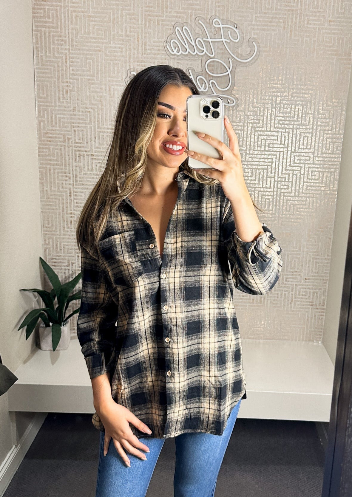 Glinda Plaid Button Shirt