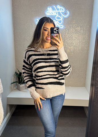 Zebra Pullover Sweater