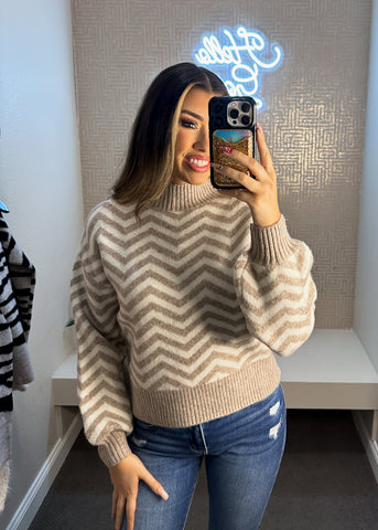 Chevron Mock Neck Sweater