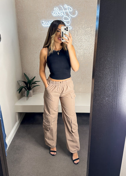 Drawstring Detail Parachute Pants