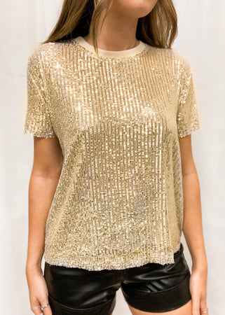 Holly Sequin Half Sleeve Top