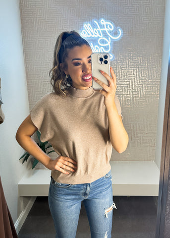 Knit Mock Neck Short Sleeve