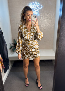 Nora Geo Wrap Skirt Bodycon Dress