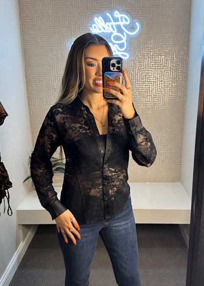 Lanna Button Down Lace Top