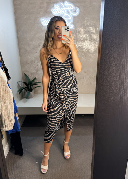 Bengal Tiger Wrap Skirt Midi Dress