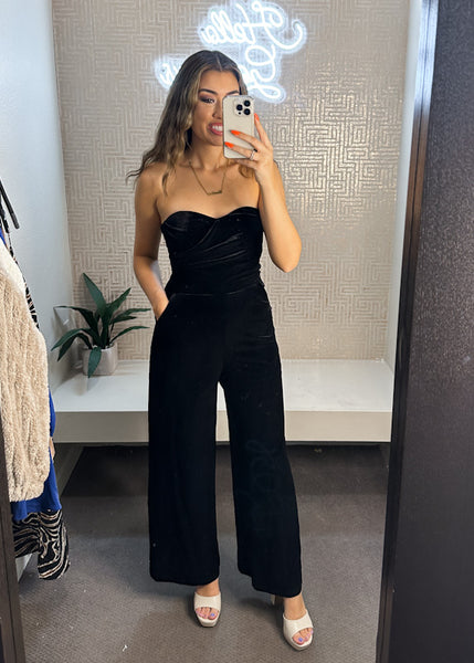 Tasha Tube Drape Velvet Jumpsuit