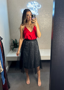 Into The City Glitter Midi Skirt