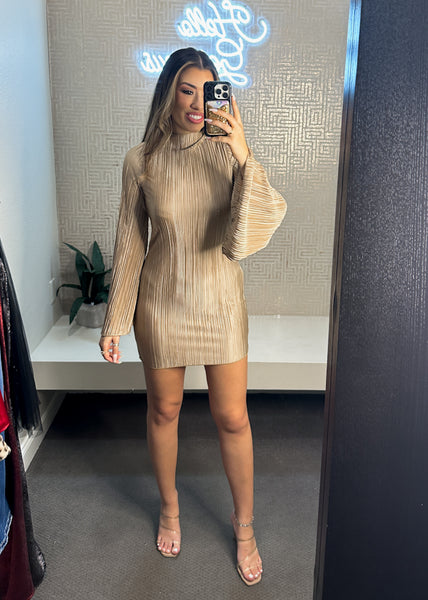 Night Glow Mock Neck Mini Dress