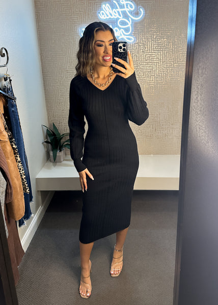 Fall Nights Midi Sweater Dress