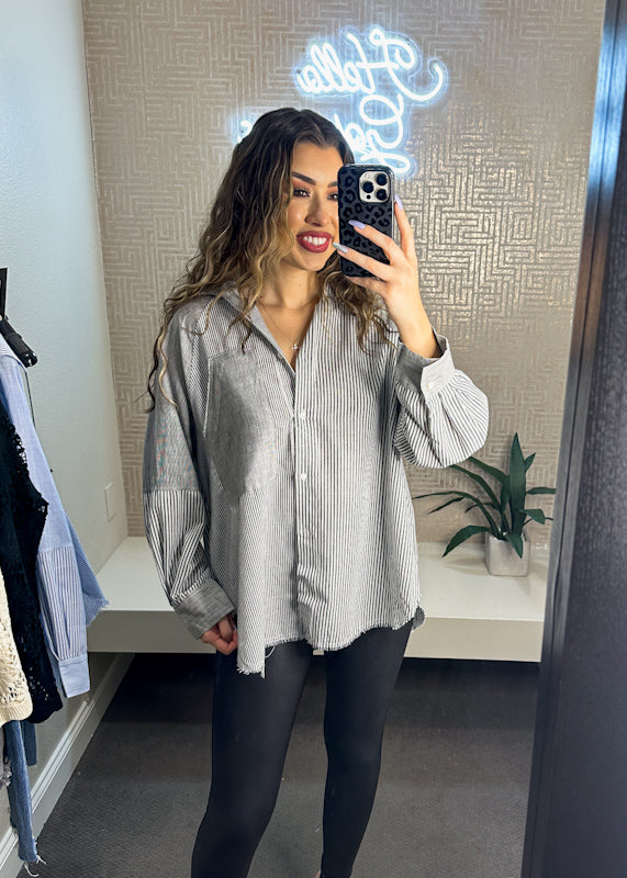 Mixed Stripe Oversized Shirt