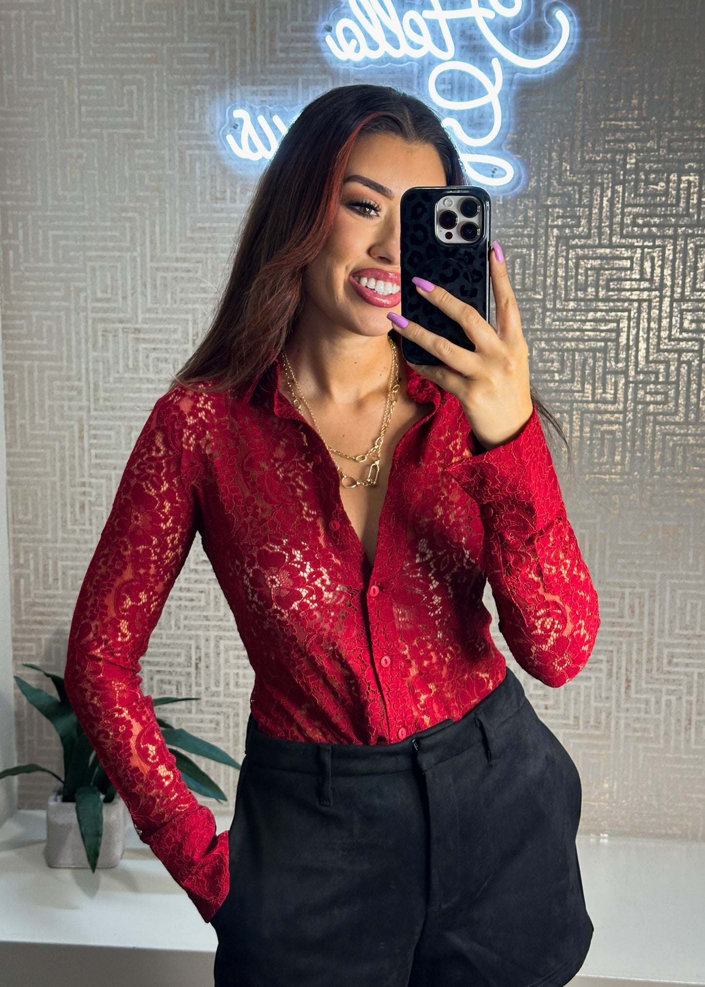Girl Crush Button Down Lace Shirt