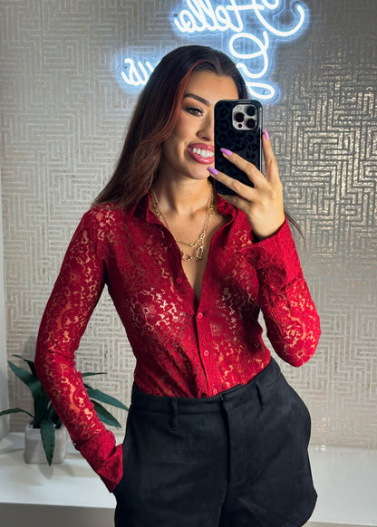Girl Crush Button Down Lace Shirt