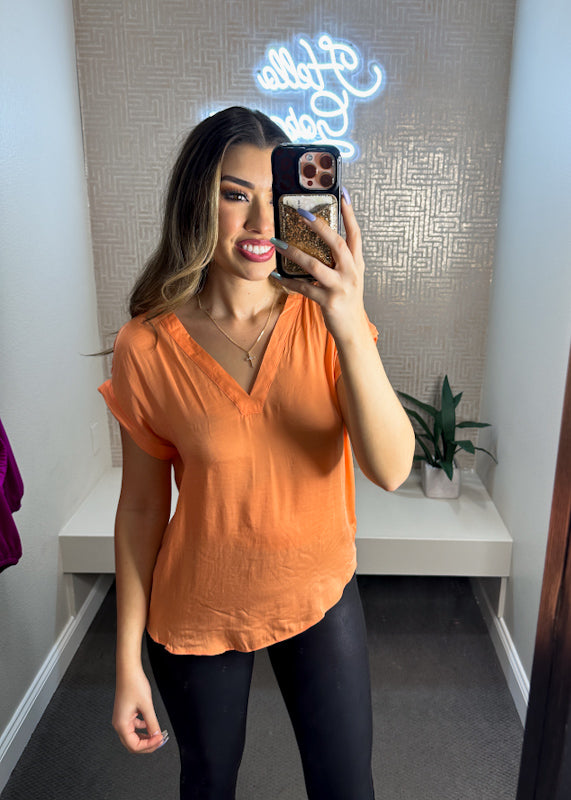 Adeline Short Sleeve V-Neck Relaxed Fit Blouse