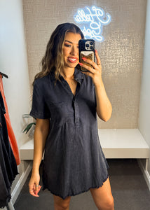 Sandra Short Sleeve Washed Denim Shirt Dress