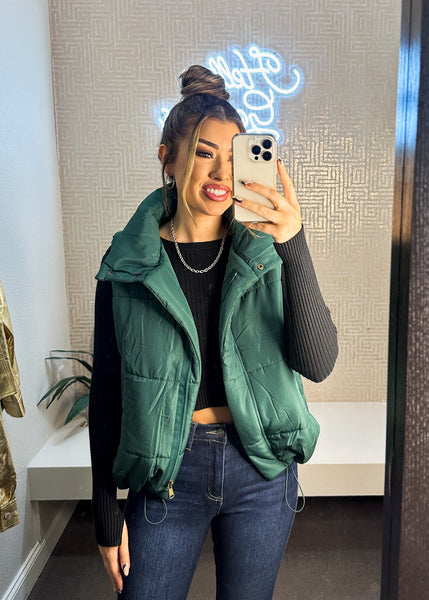 Carla Solid Ruched Bomber Vest