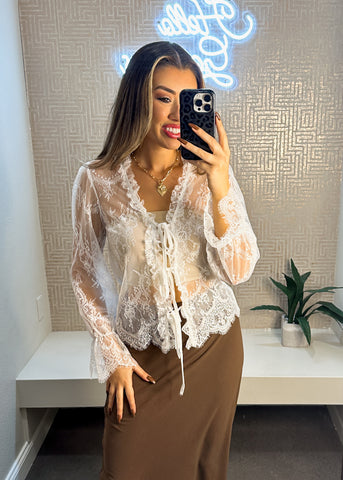 lace tie front top