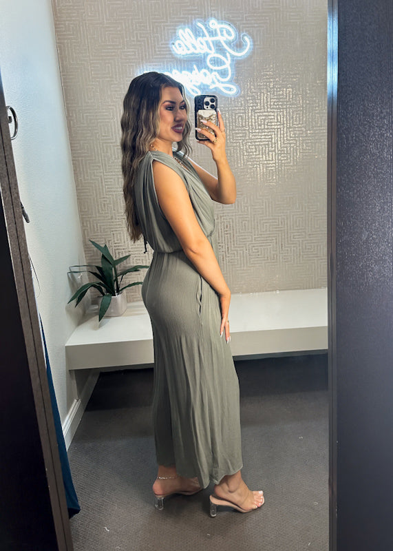 Woven Ruched Jumpsuit