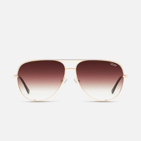 Quay-High Key Mini Sunglasses - GLD/BRNFDPOL