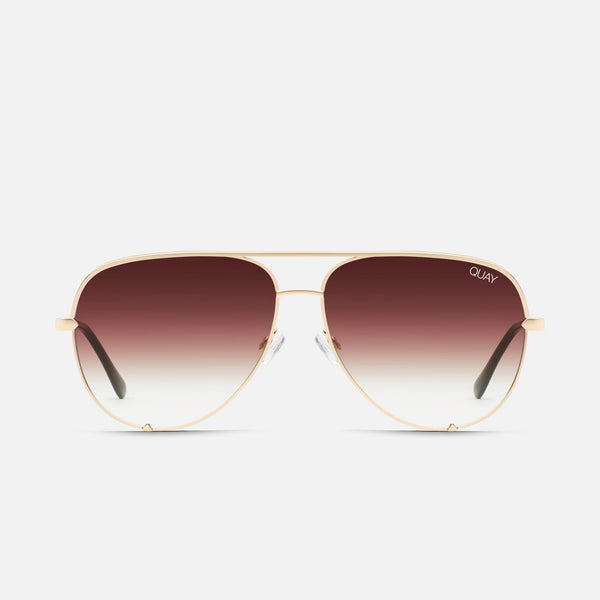 Quay-High Key Mini Sunglasses - GLD/BRNFDPOL