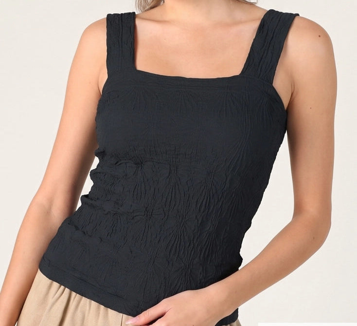 Square Neck Lace Textured Tank-New