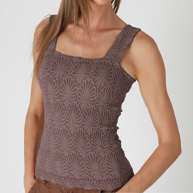 Square Neck Lace Textured Tank-New