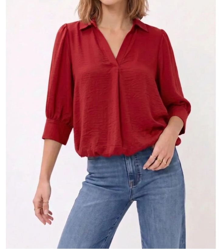 Sheila Hi-Lo Bubble Hem Blouse