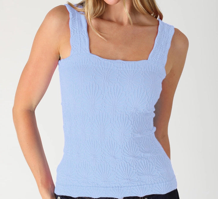 Square Neck Lace Textured Tank-New