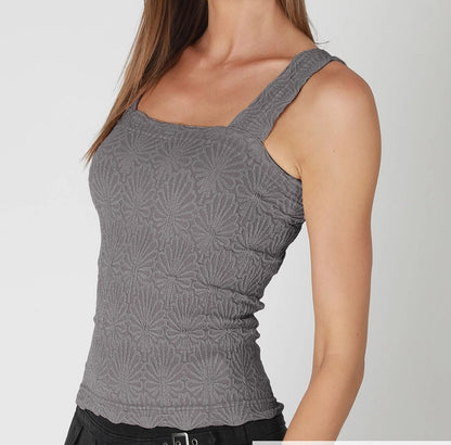 Square Neck Lace Textured Tank-New