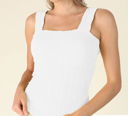 Square Neck Lace Textured Tank-New