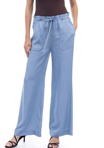 Tencel Tie Waist Wide Leg Pants