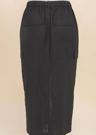 Linen Front-Slit Long Skirt
