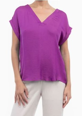 Adeline Short Sleeve V-Neck Relaxed Fit Blouse