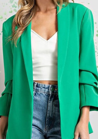 Classic Blazer With Scrunched Sleeves