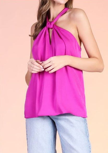 Analisa Washed Poly Silk Cut Out Top
