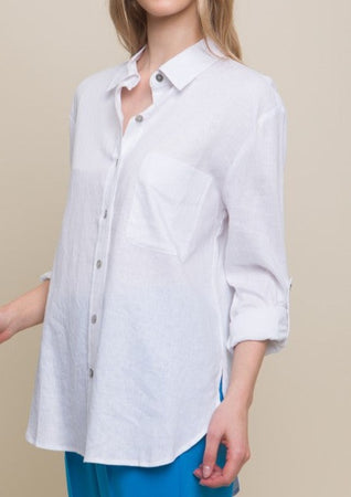 relaxed fit linen button up