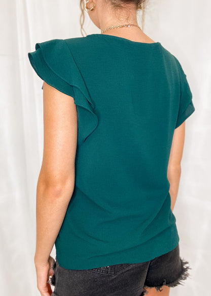 Maddie Solid Top with Ruffle Sleeves